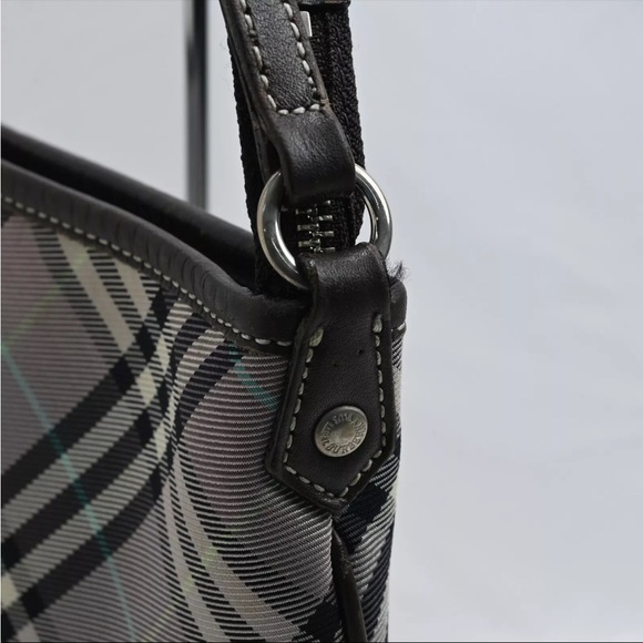 BURBERRY BLUE LABEL Check Pattern Shoulder Bag Nylon Leather Black - EUC - Picture 10 of 16